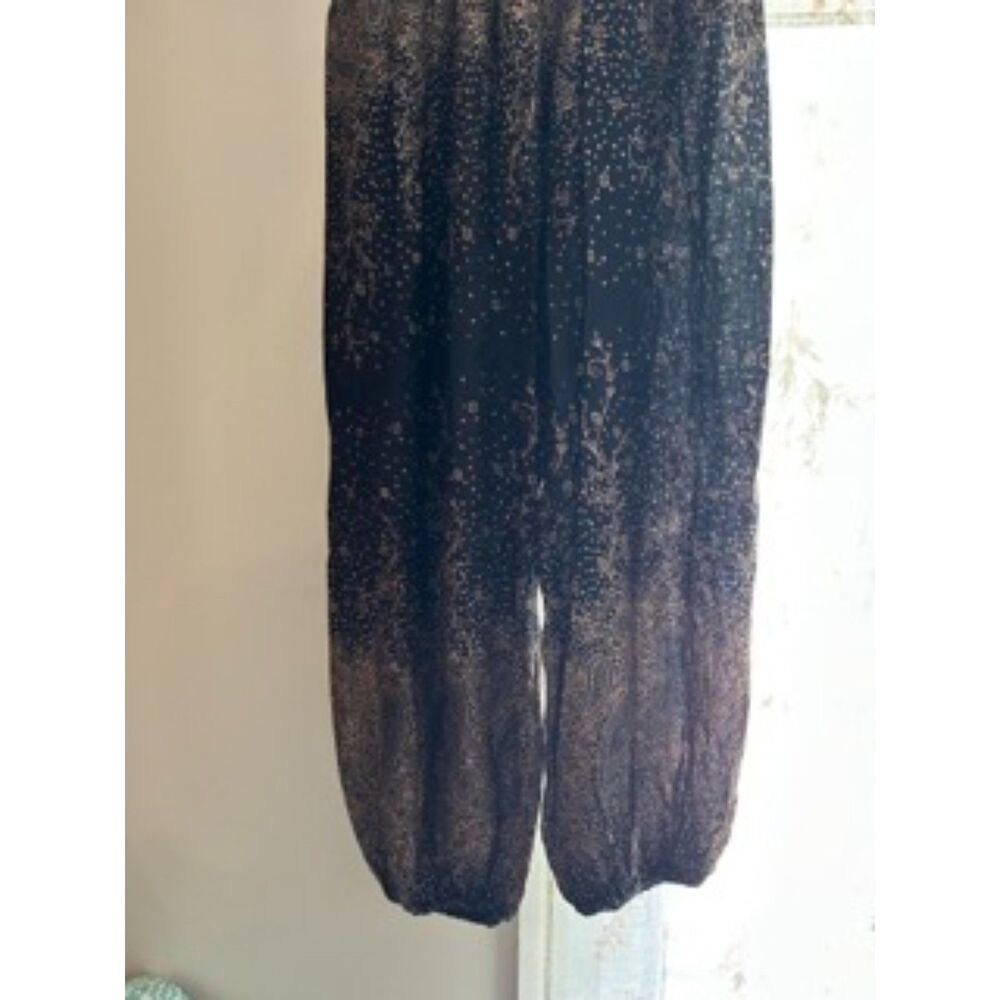 Mexicali Blues Harem Pants Black Boho Paisley Smocked Waist